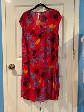 Seafolly tropical beach v neck coverup dress XL